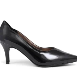 Heeled Court Shoes - Black Patent