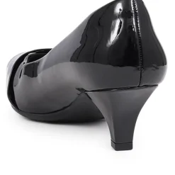 Heeled Court Shoes - Black Patent