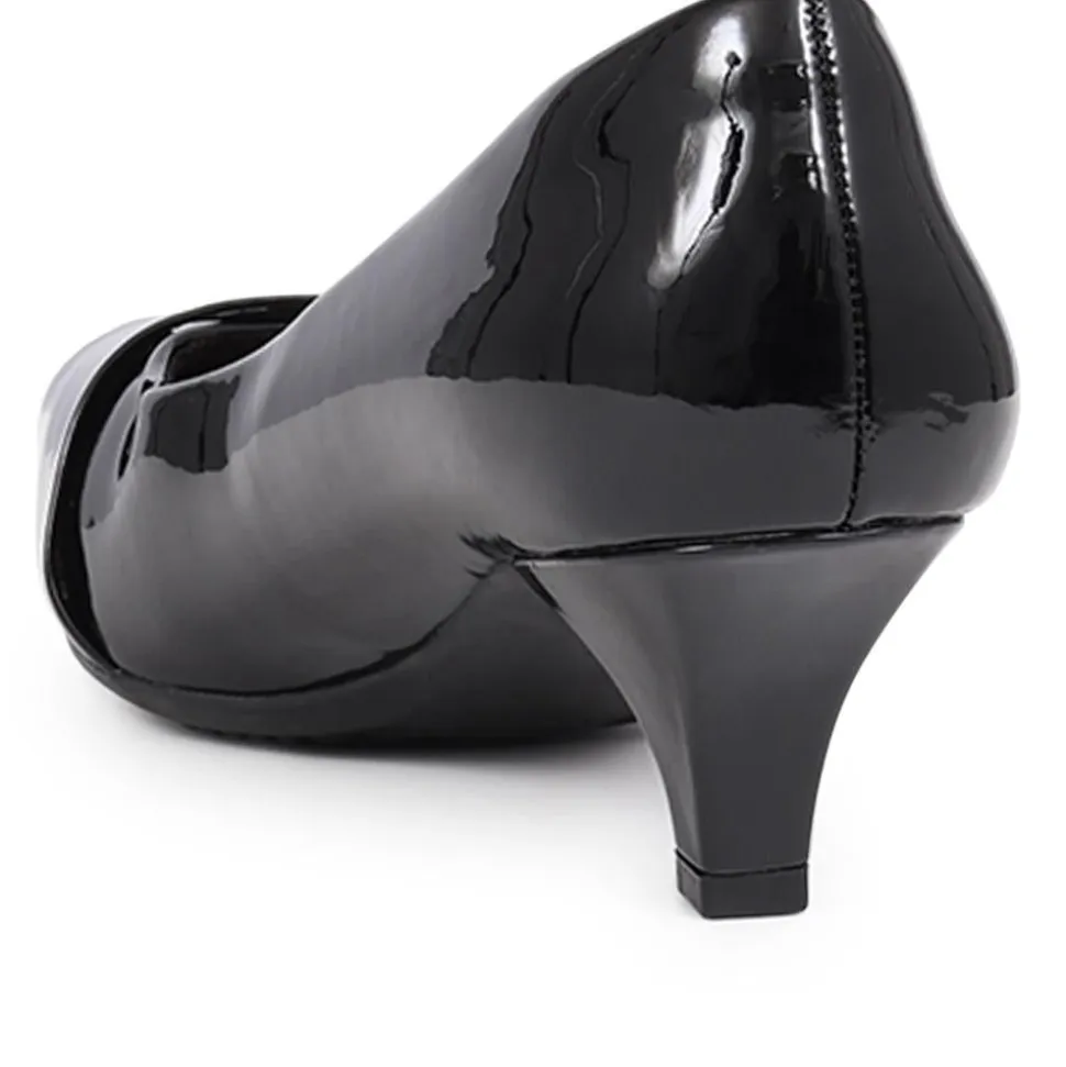 Heeled Court Shoes - Black Patent