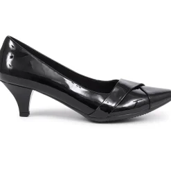 Heeled Court Shoes - Black Patent