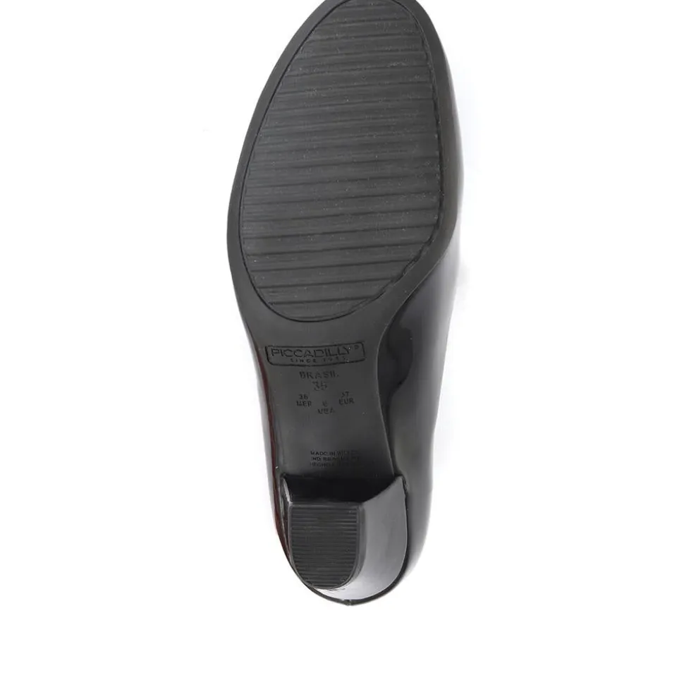Heeled Court Shoes - Black Patent
