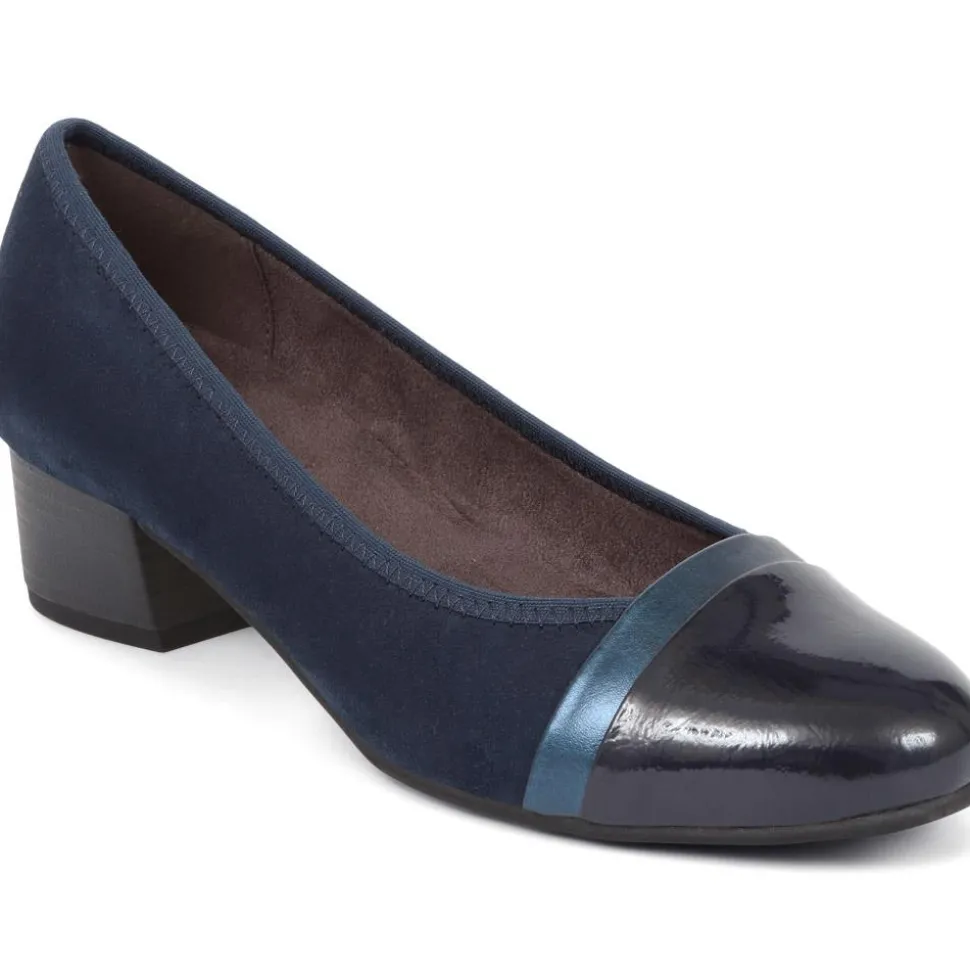Heeled Court Shoes - Navy