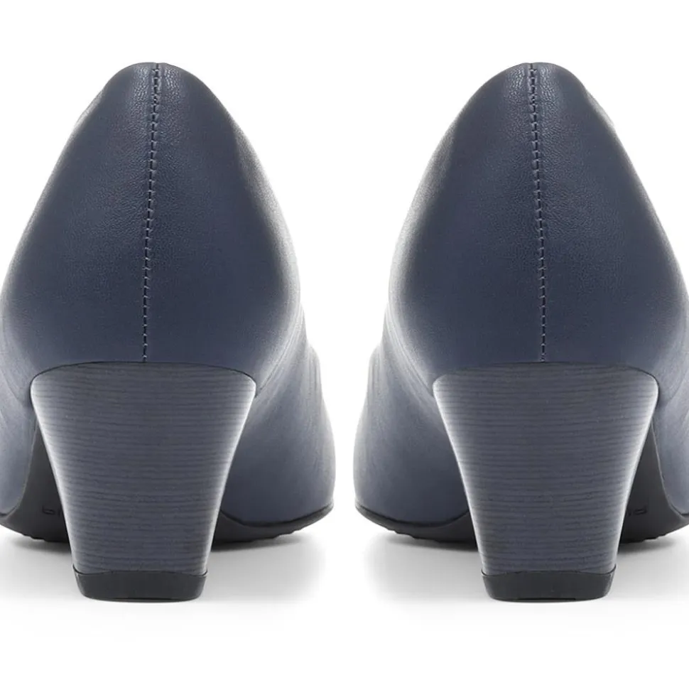 Heeled Court Shoes - Navy