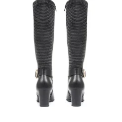 Heeled Knee High Boots - Black
