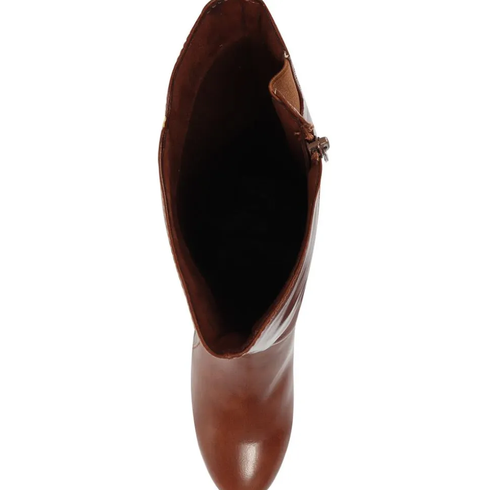 Heeled Knee High Boots - Tan