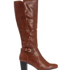 Heeled Knee High Boots - Tan