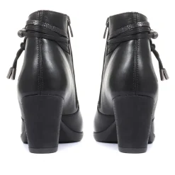 Heeled Leather Ankle Boots - Black