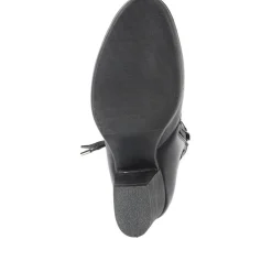 Heeled Leather Ankle Boots - Black