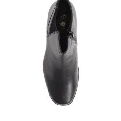 Heeled Leather Ankle Boots - Black