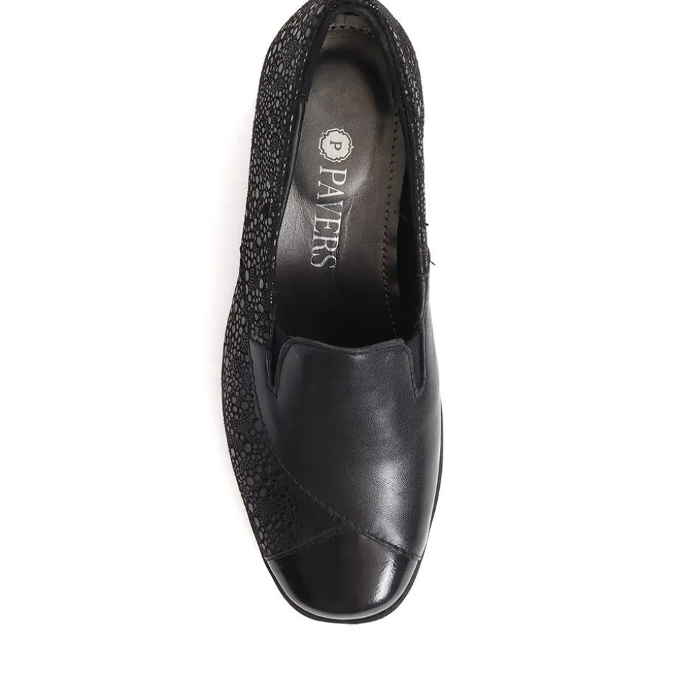 Heeled Leather Loafers - Black
