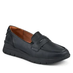 Heeled Leather Penny Loafers - Black