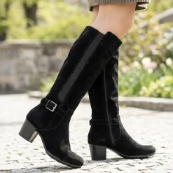 Heeled Long Boots - Black Suede