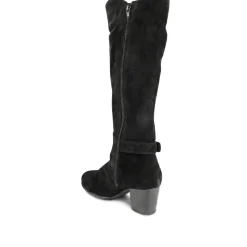 Heeled Long Boots - Black Suede
