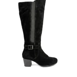 Heeled Long Boots - Black Suede