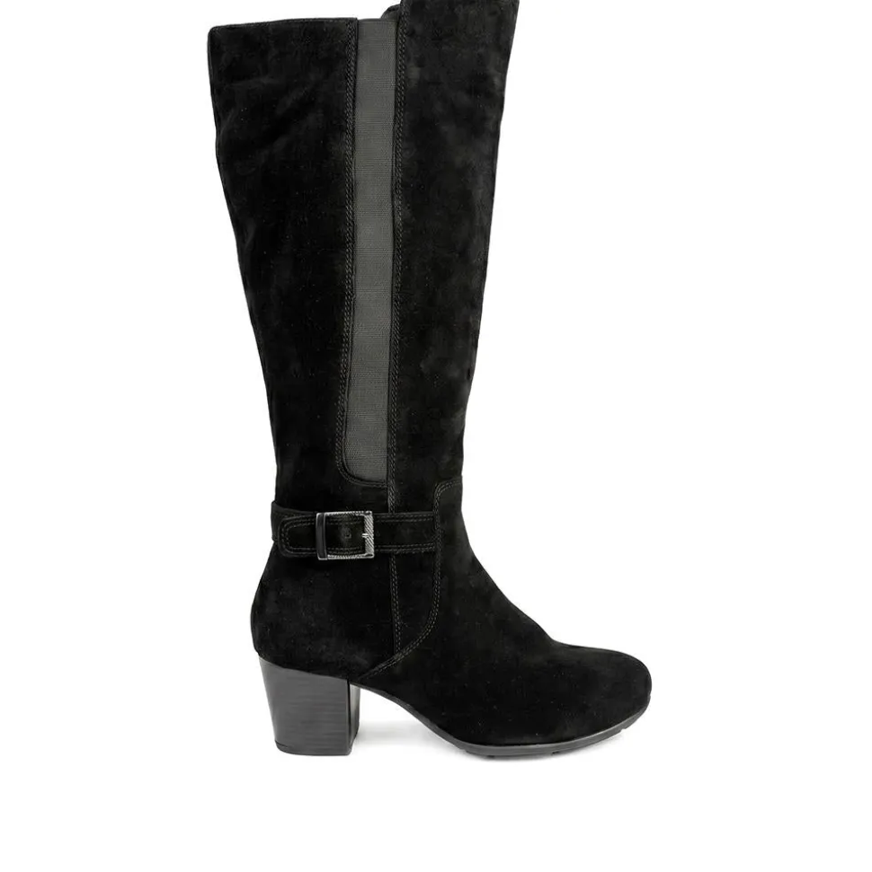 Heeled Long Boots - Black Suede