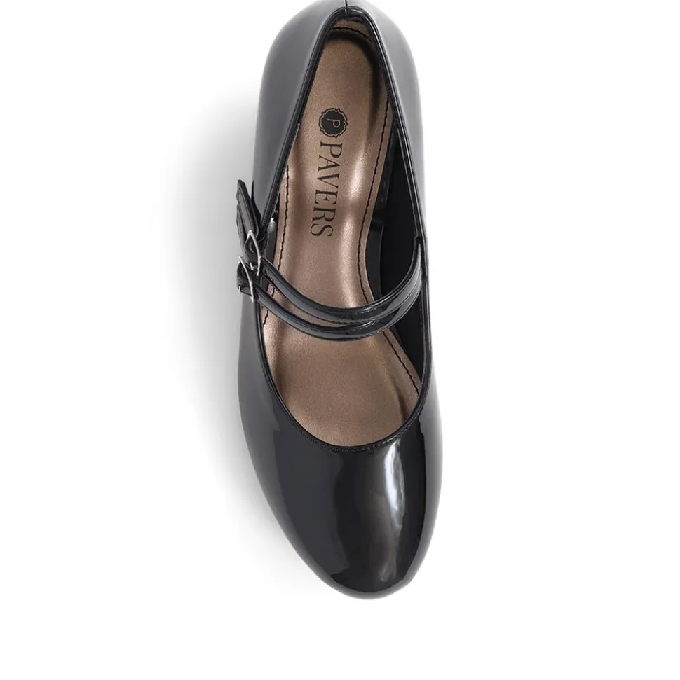 Heeled Mary Janes - Black Patent