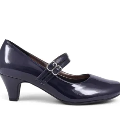 Heeled Mary Janes - Navy Patent
