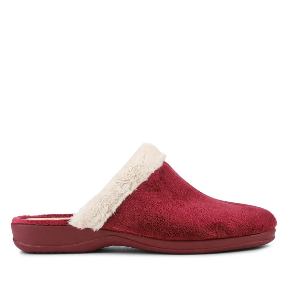 Heeled Mule Slippers - Burgundy