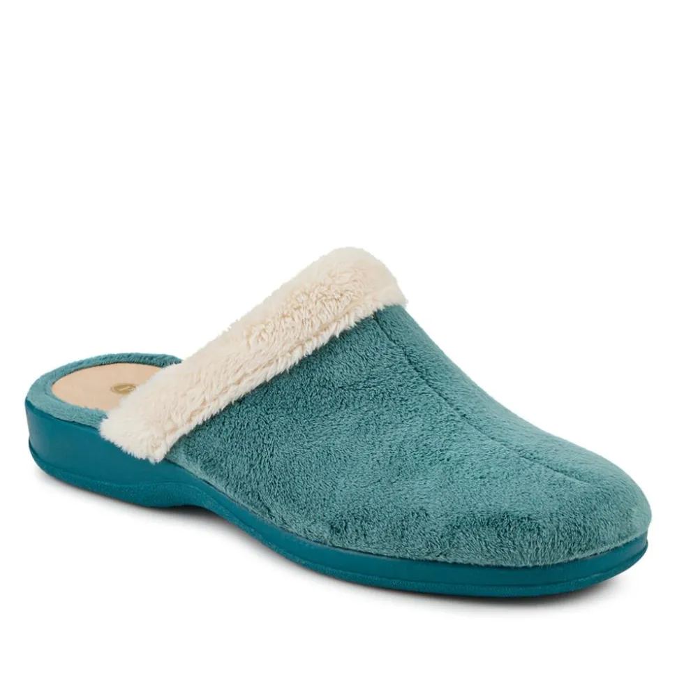 Heeled Mule Slippers - Teal