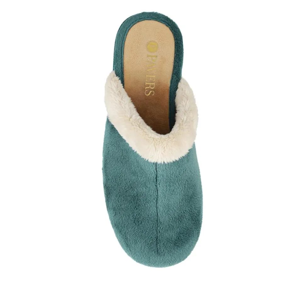 Heeled Mule Slippers - Teal