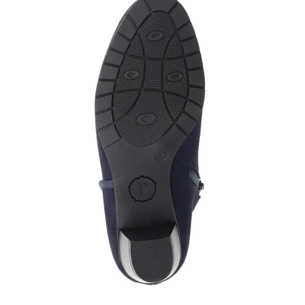 Heeled Short Ankle Boots - Navy
