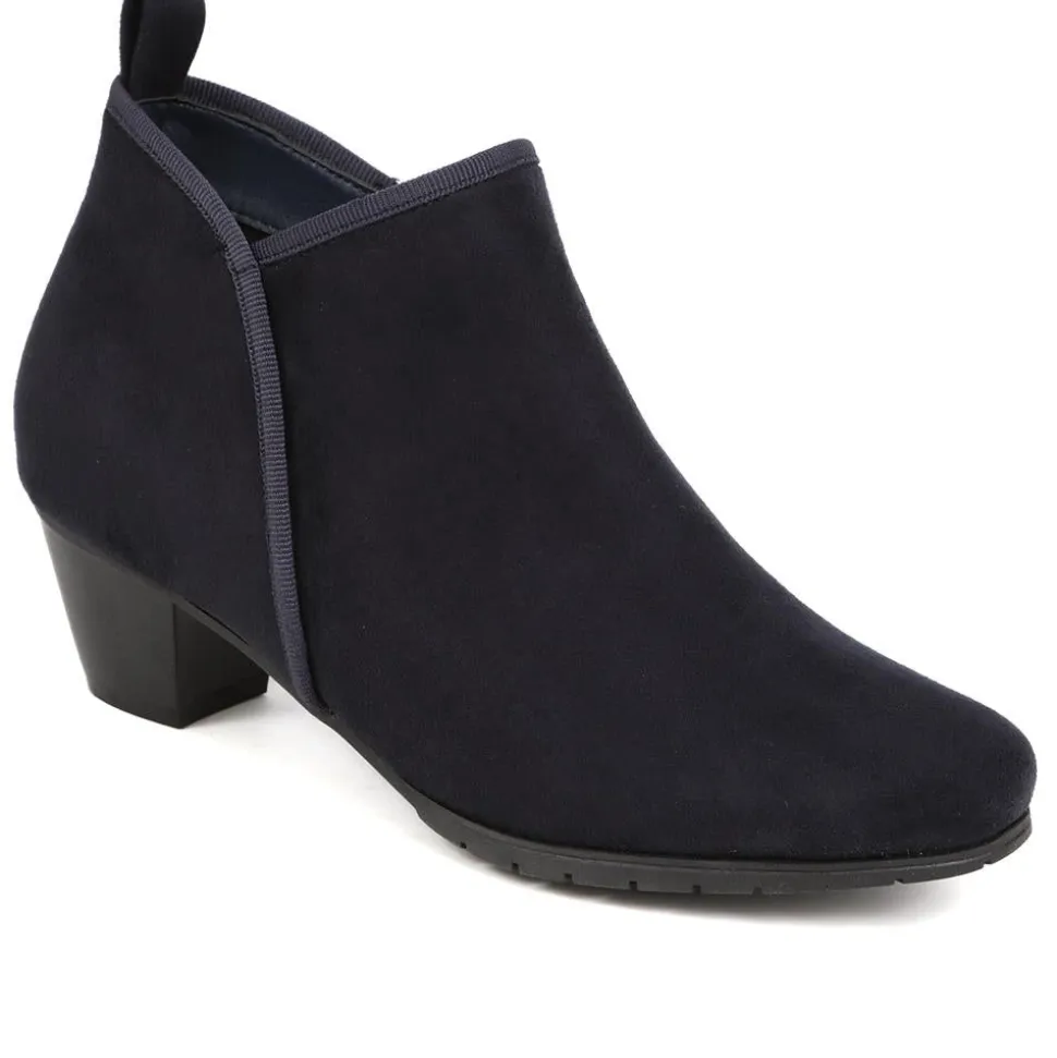 Heeled Short Ankle Boots - Navy