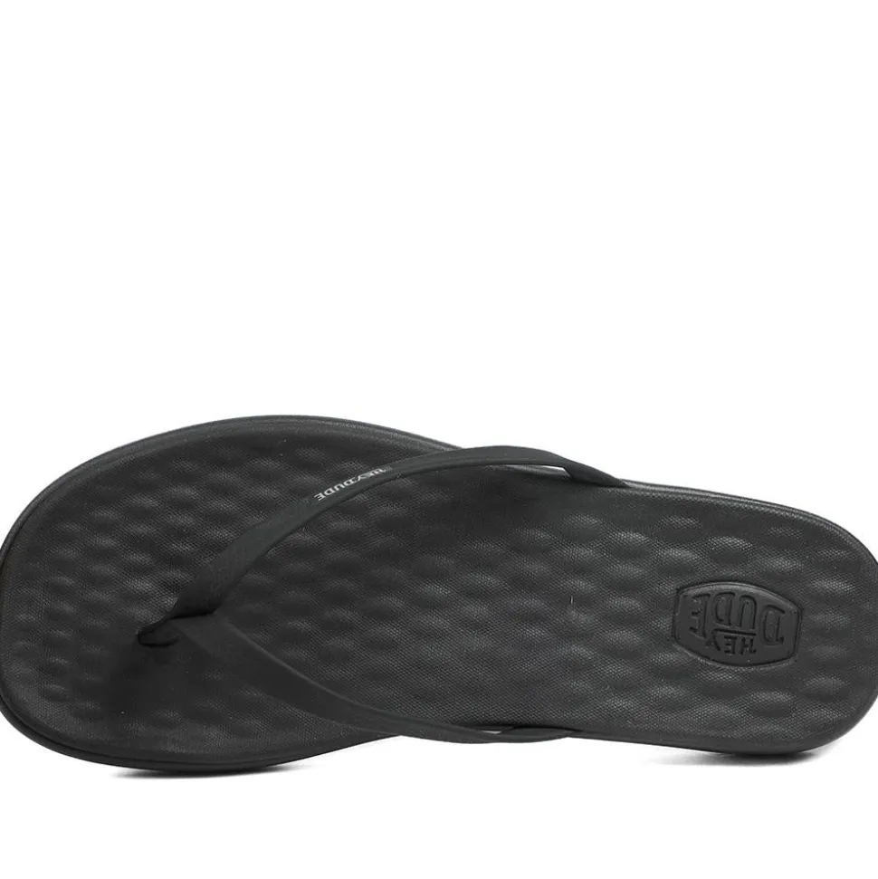 HeyDude Flat Toe Post Flip Flops - Black