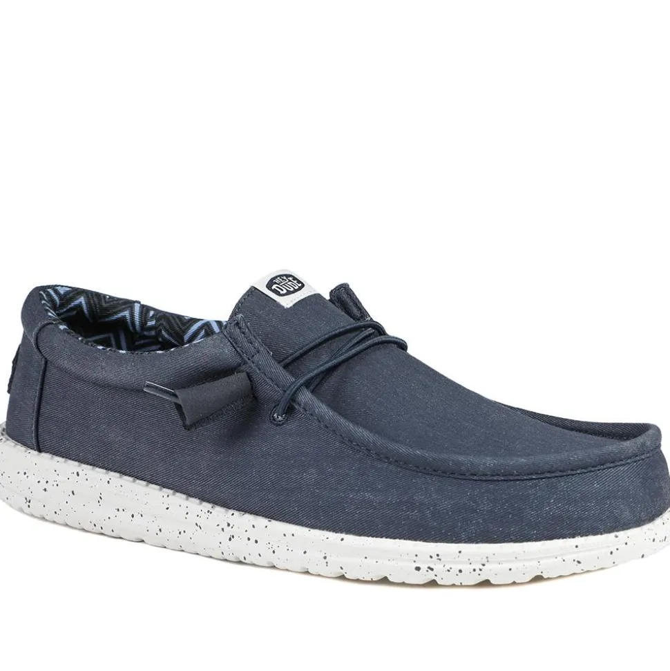 HeyDude Wally Stretch Canvas Shoes - Navy