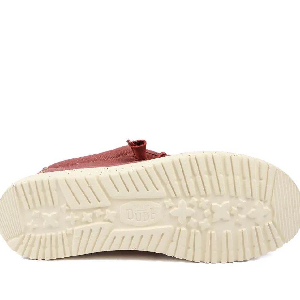 HeyDude Wally Stretch Canvas Shoes - Red
