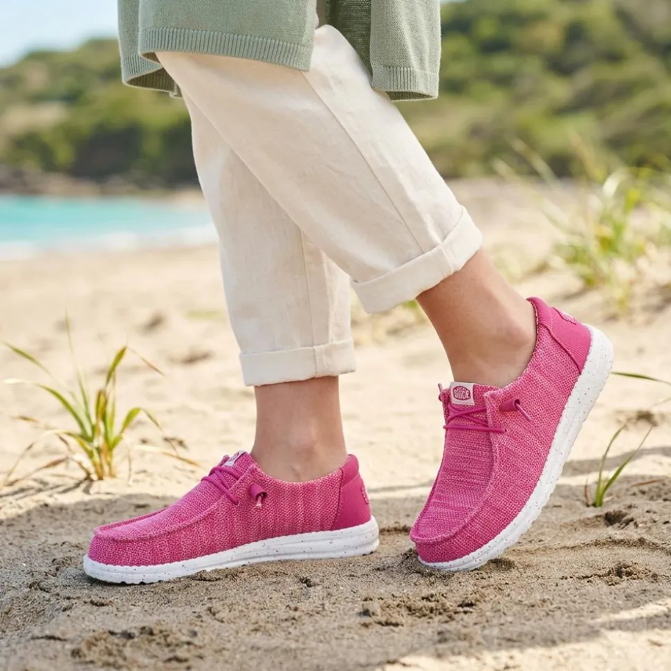 HeyDude Wendy Stretch Sox Shoes - Fuschia