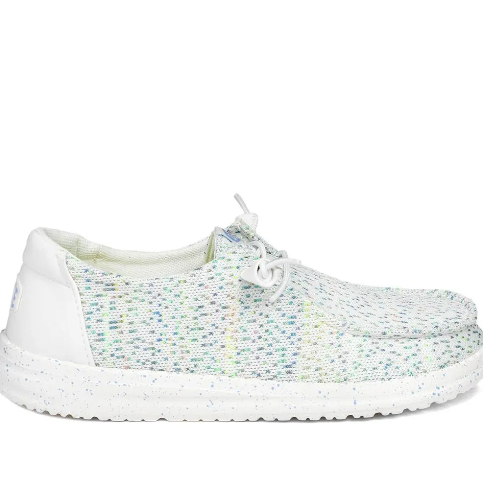 HeyDude Wendy Stretch Speckle Shoes - White Multi