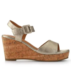 High Buckled Wedge Sandals - Gold
