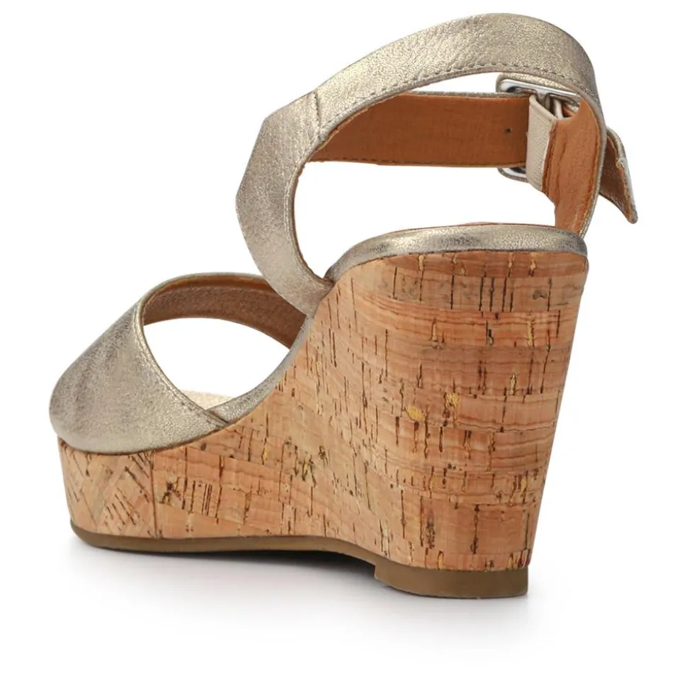High Buckled Wedge Sandals - Gold