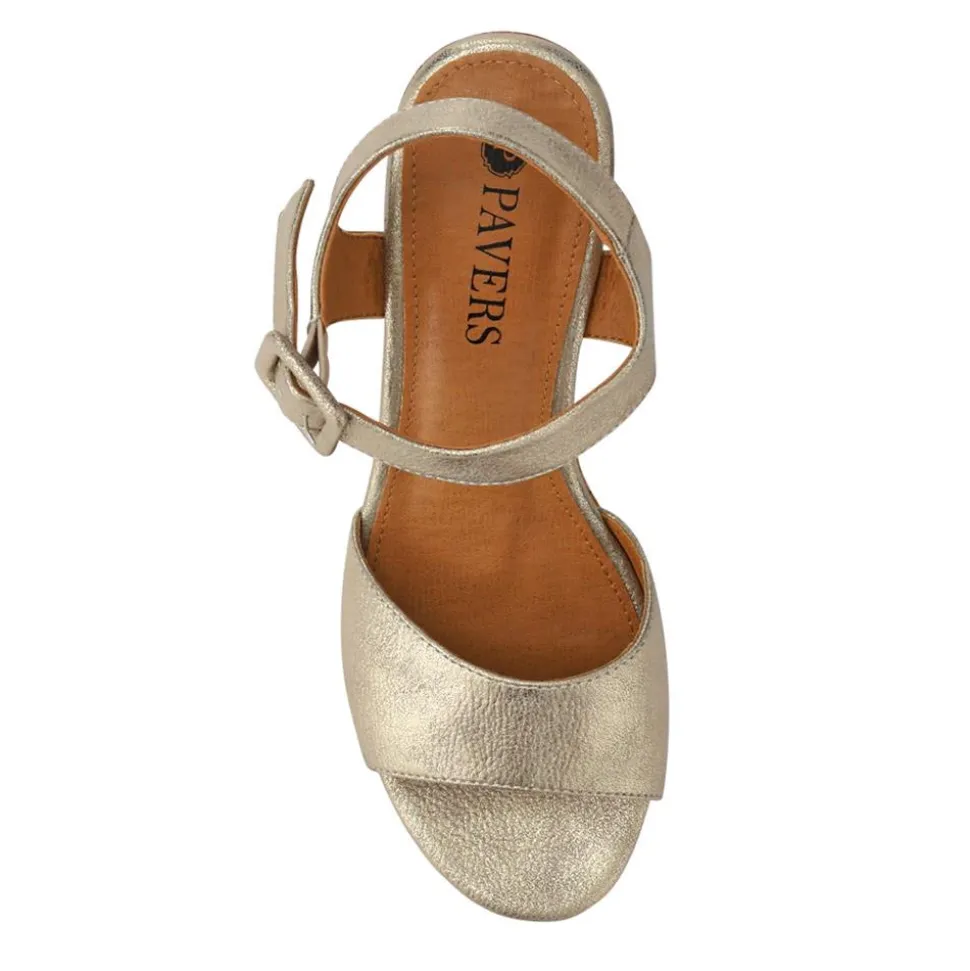 High Buckled Wedge Sandals - Gold