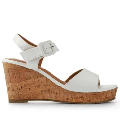 High Buckled Wedge Sandals - White