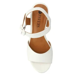 High Buckled Wedge Sandals - White
