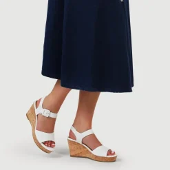 High Buckled Wedge Sandals - White