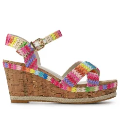 High Wedge Buckled Sandals - Multi