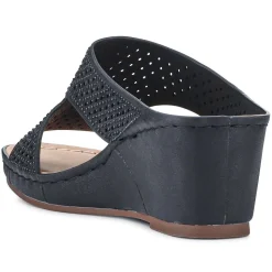High Wedge Heel Mules - Black