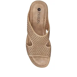 High Wedge Heel Mules - Natural
