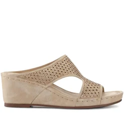 High Wedge Heel Mules - Natural