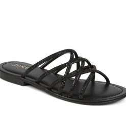 Hira Jewelled Leather Sandals - Black