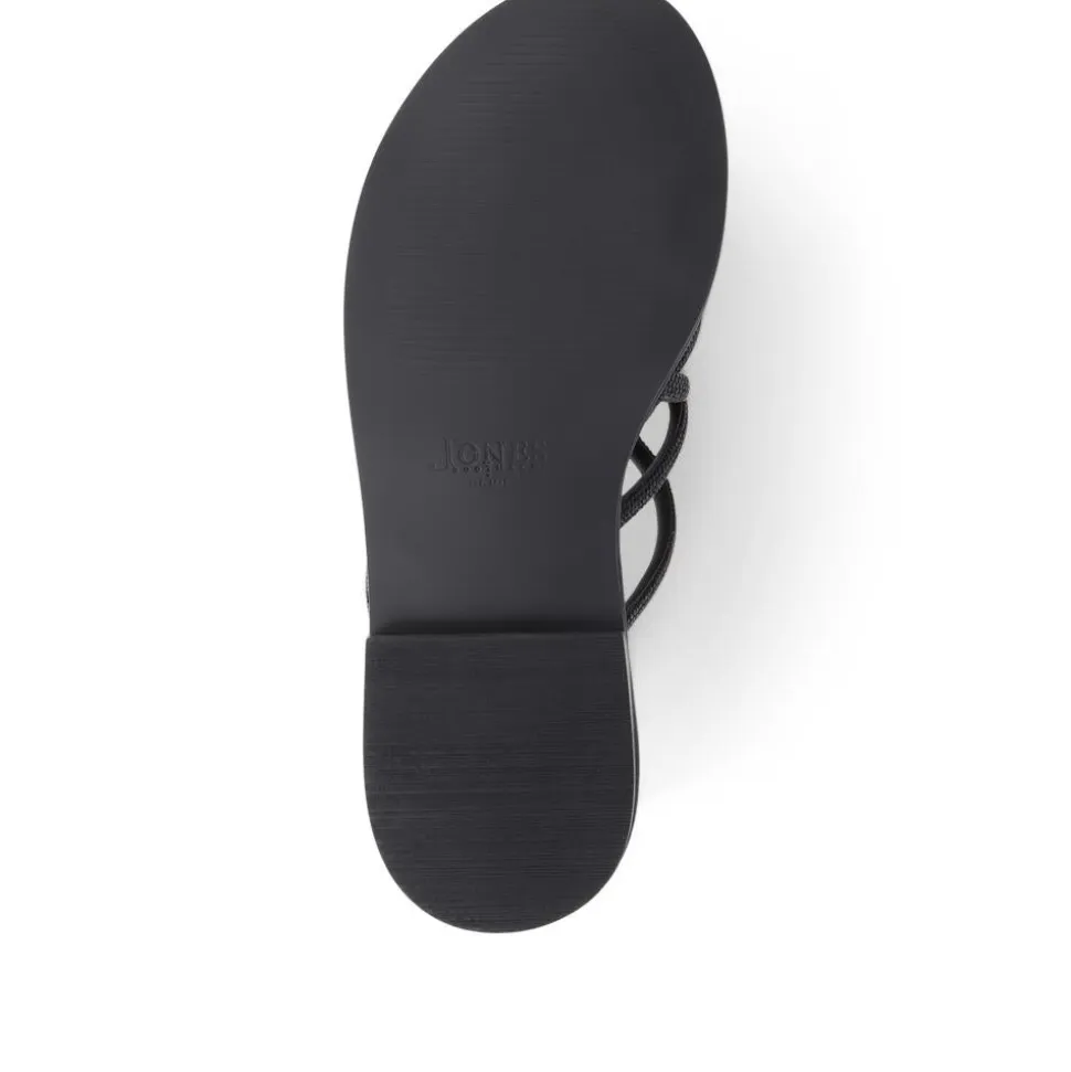 Hira Jewelled Leather Sandals - Black