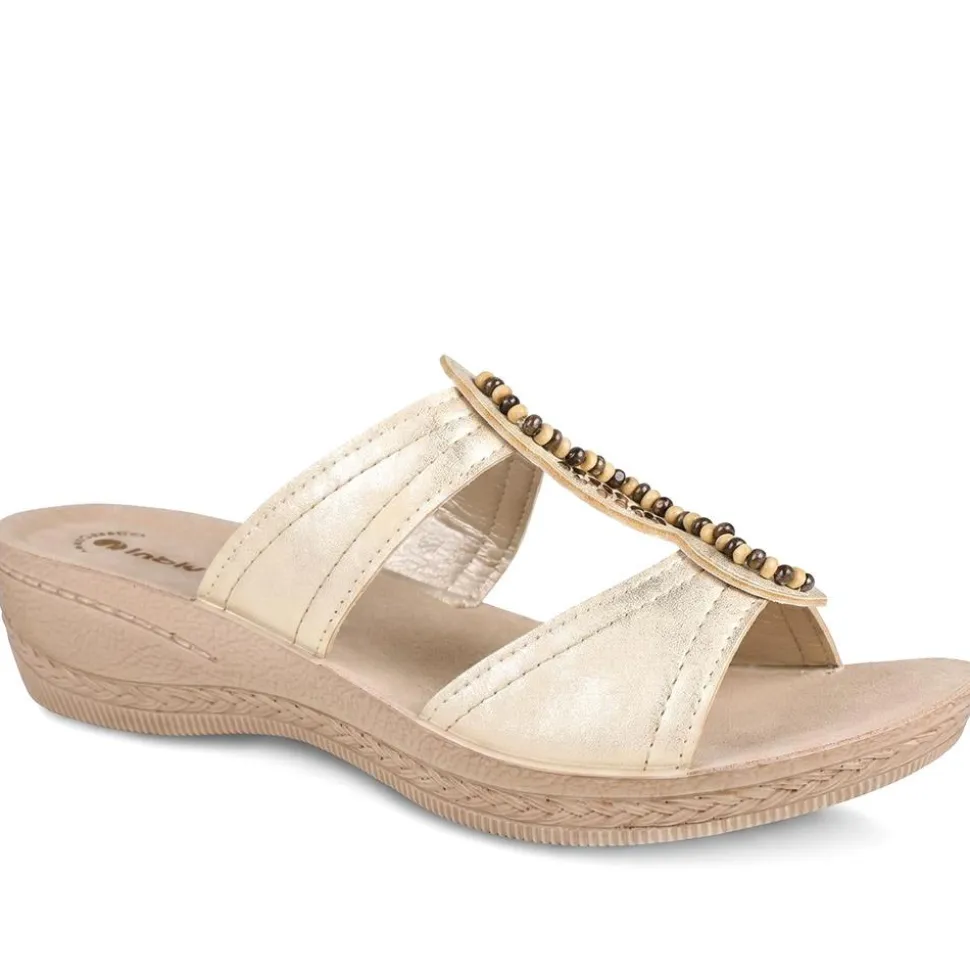 Inblu Beaded Slip On Sandals - Beige