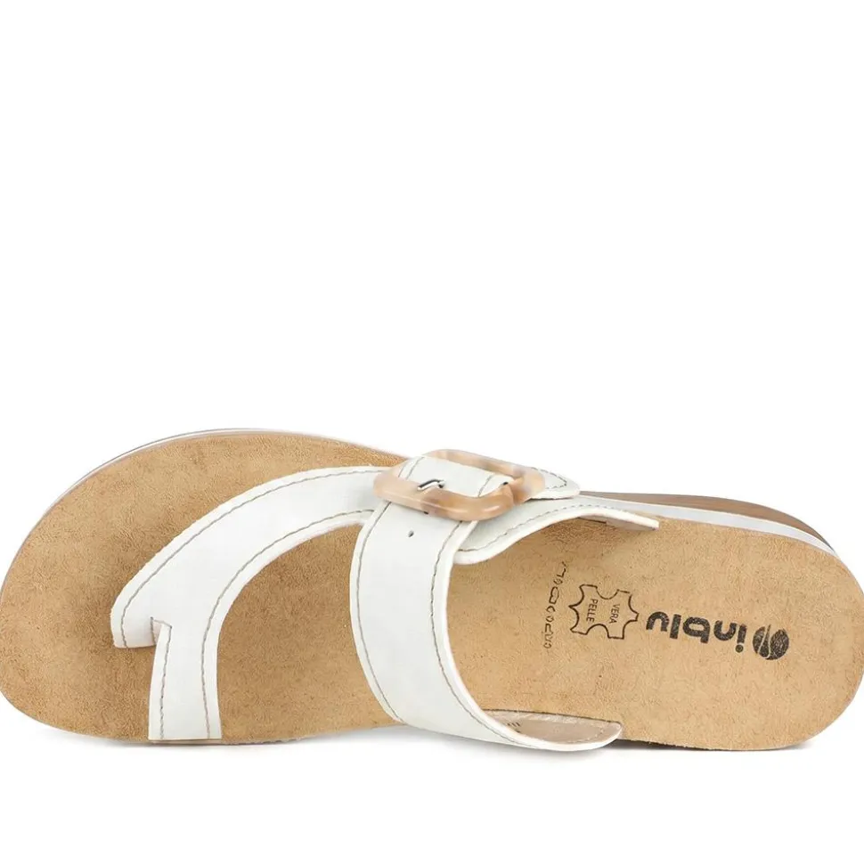 Inblu Buckle Fasten Toe Post Sandals - White