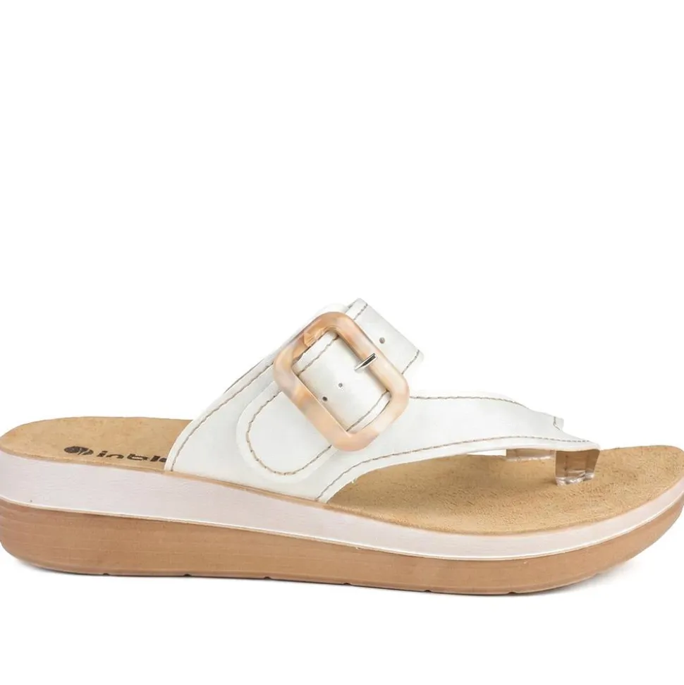 Inblu Buckle Fasten Toe Post Sandals - White