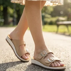 Inblu Dual Touch Fasten Strap Sandals - Brown