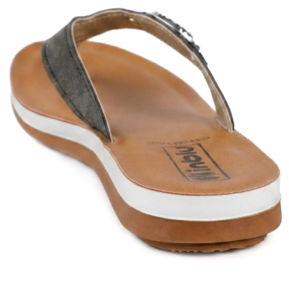 Inblu Embellished Toe Post Sandals - Black