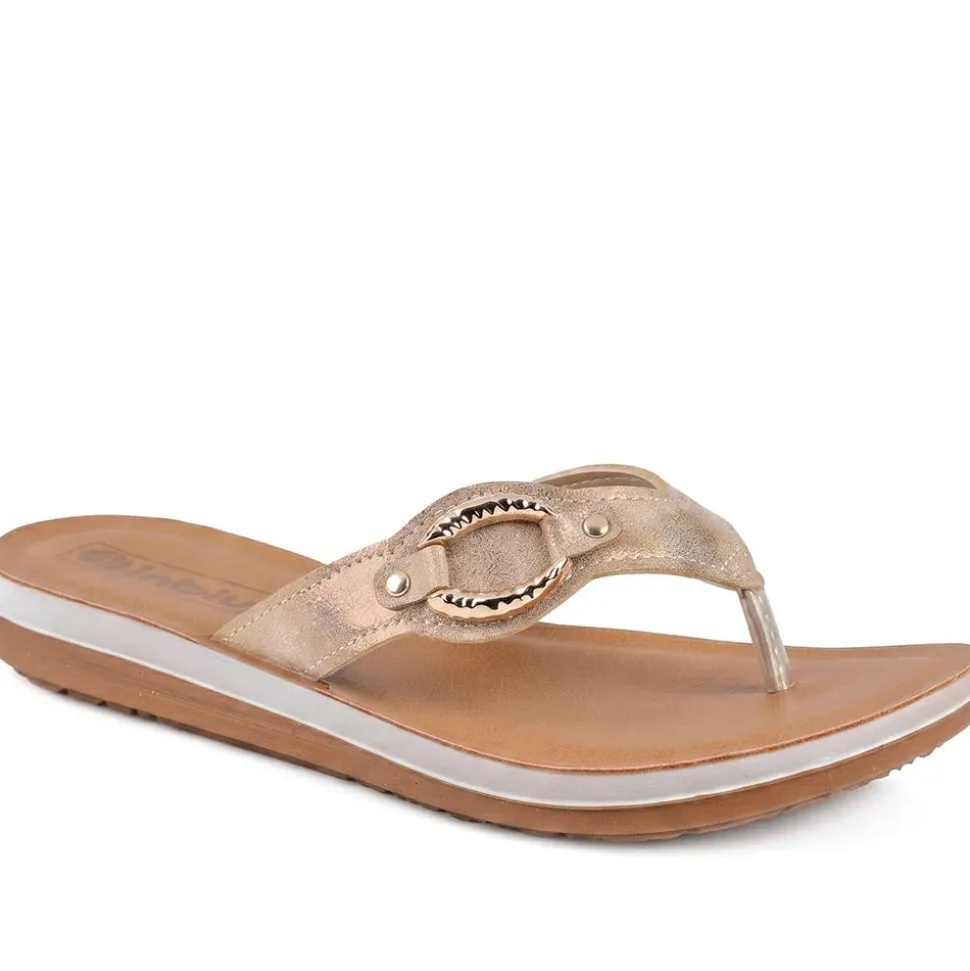 Inblu Embellished Toe Post Sandals - Bronze