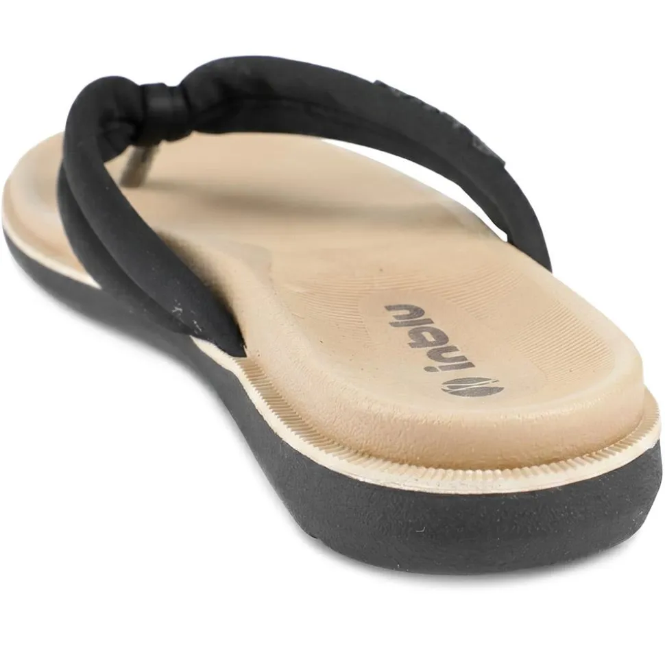 Inblu Lightweight Rubber Toe Post Sandals - Black